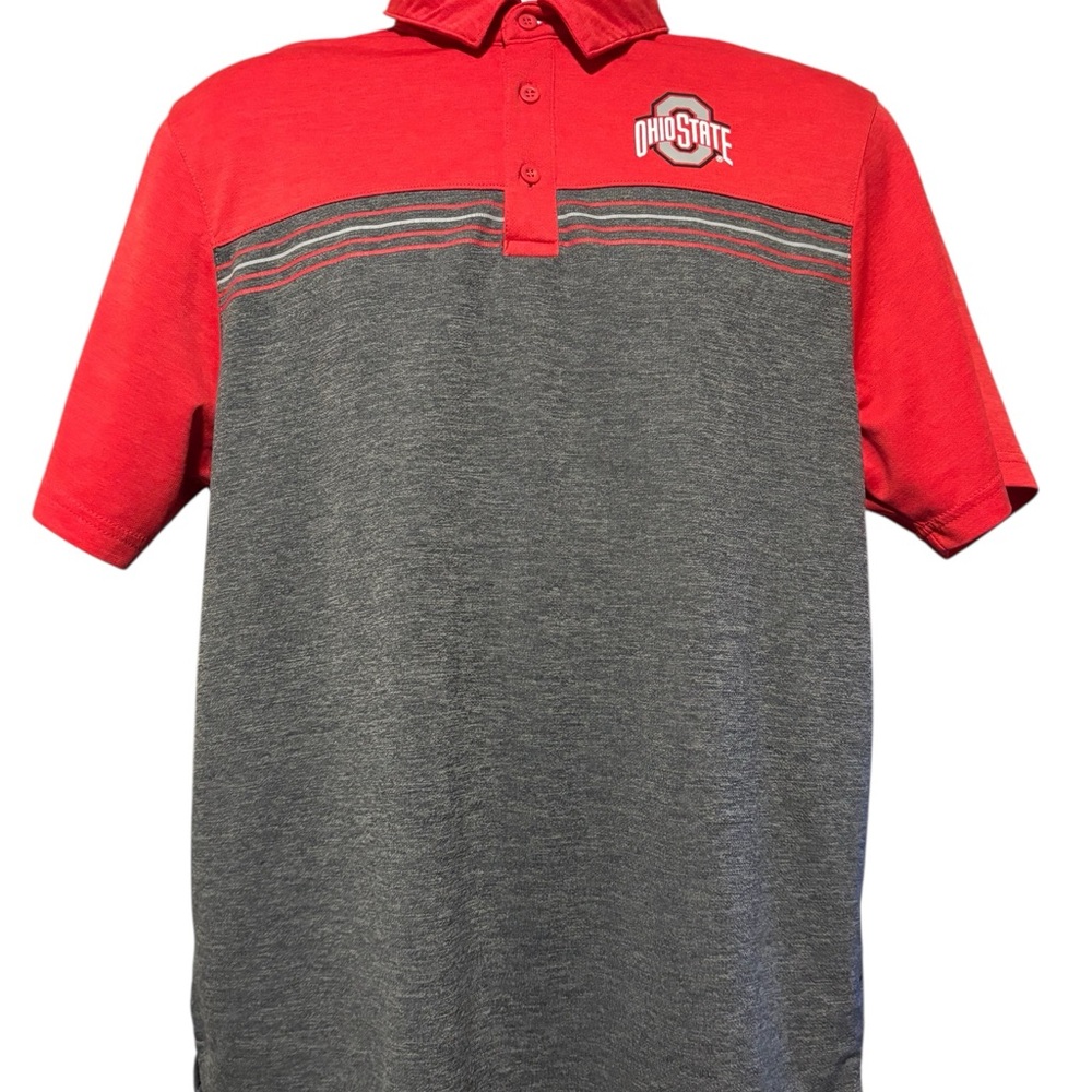 Men’s Ohio State Red and Gray Polo Shirt Size L